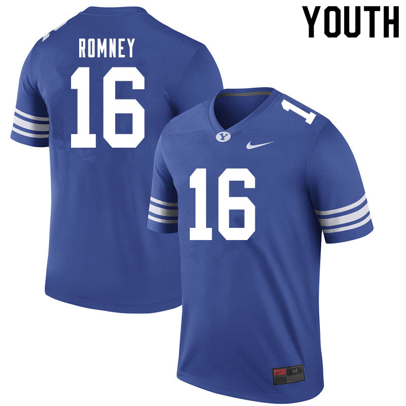 Youth #16 Baylor Romney BYU Cougars College Football Jerseys Sale-Royal